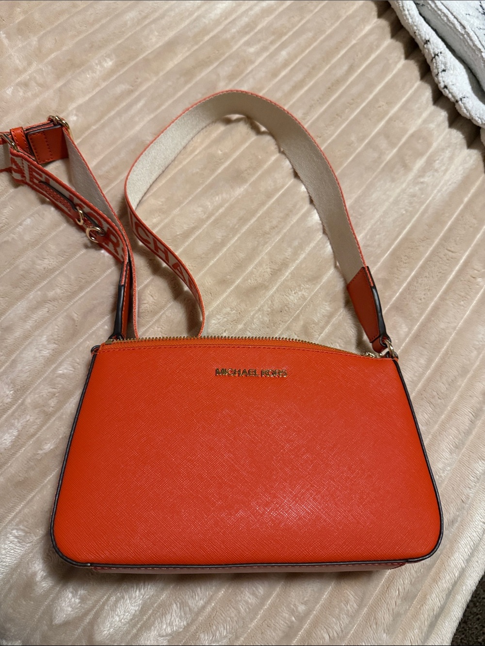 Michael Kors Bright Orange Saffiano Crossbody Bag